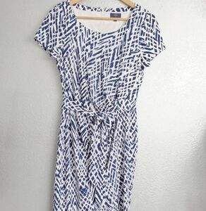 NYDJ Blue & White Faux Wrap Dress   Size 6